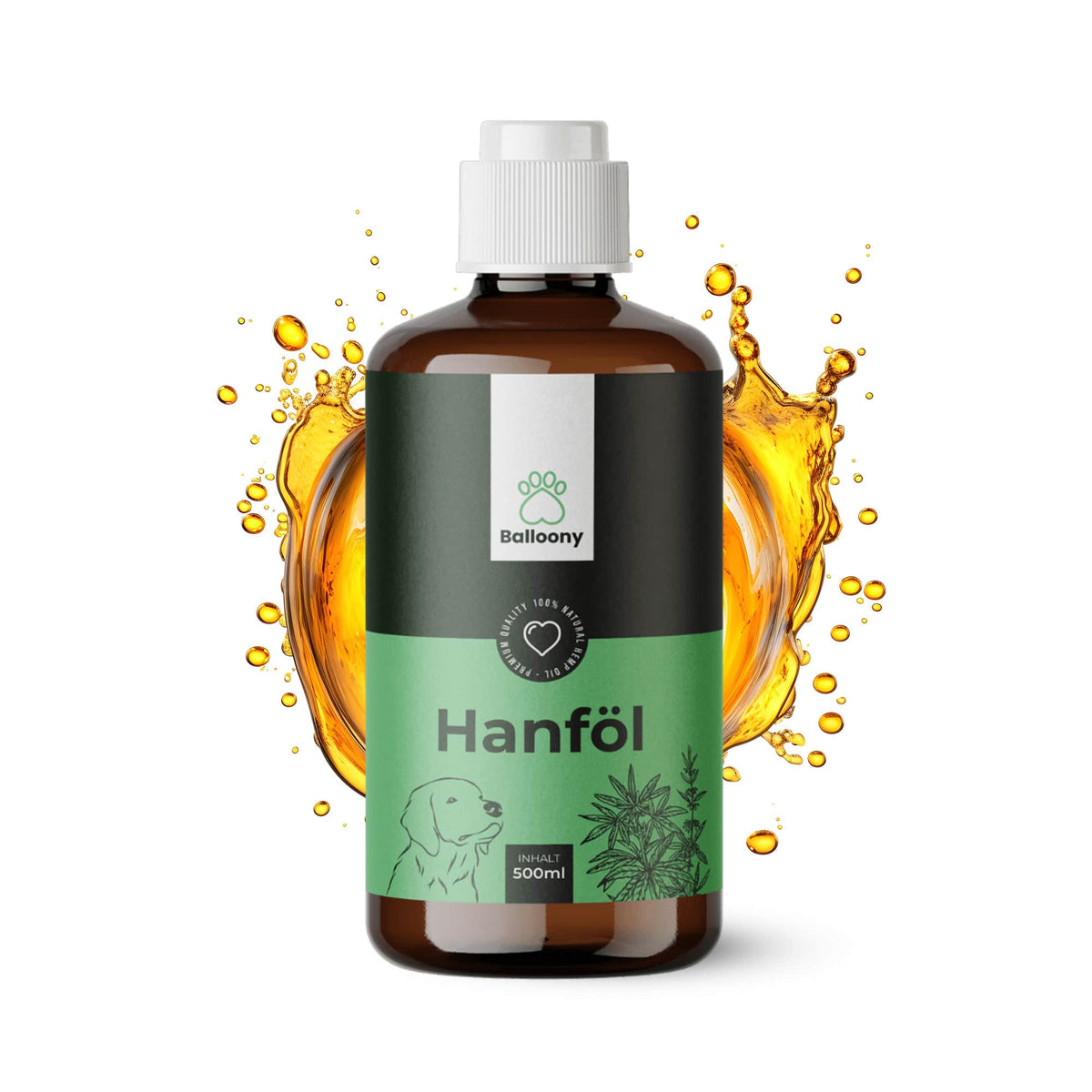 Hanföl für Hunde mit Omega-3 und -6 Fettsäuren
