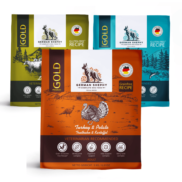 Hunde Trockenfutter Lachs, Truthahn & Lamm bei Darmprobleme 3x10kg | Balloony/German Shephy: Hundefutter für Allergiker, hoher Fleischanteil